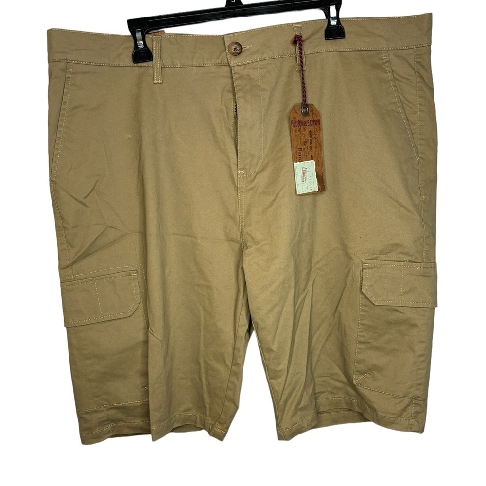 NWT Hudson And Barrow Cargo Stretch Brown Khaki Corn Stalk Shorts Flat Front 42